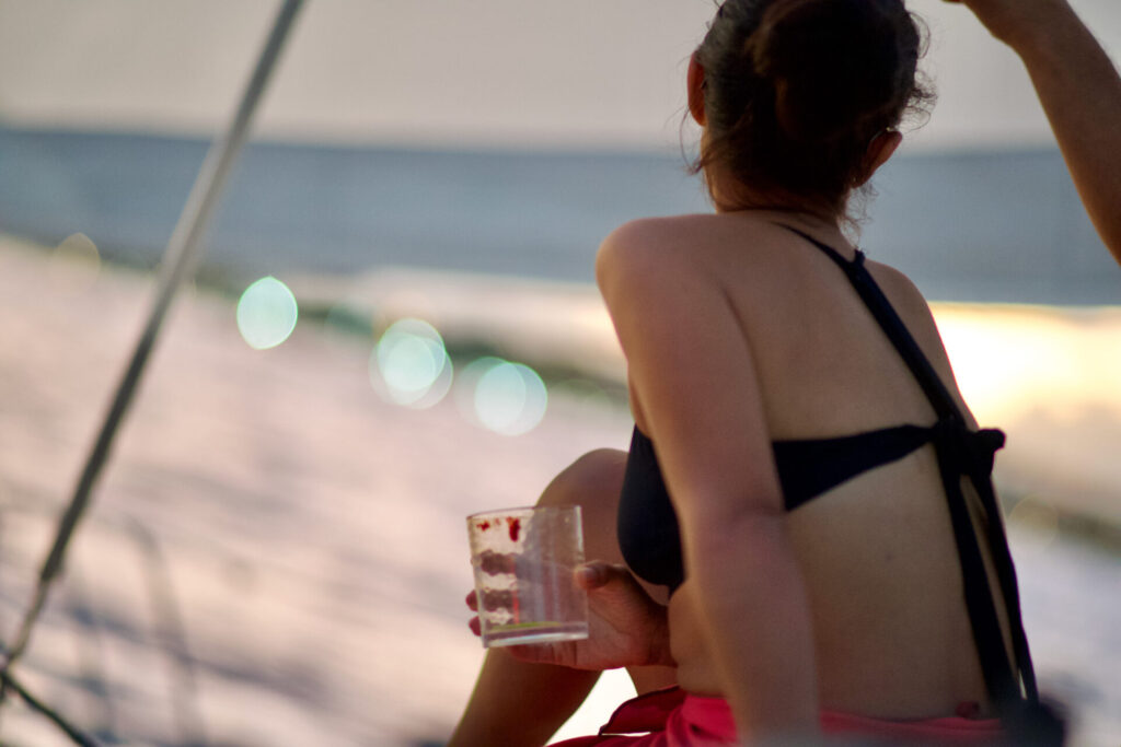 Small Luxury Catamaran Rental -Girl looking at ocean