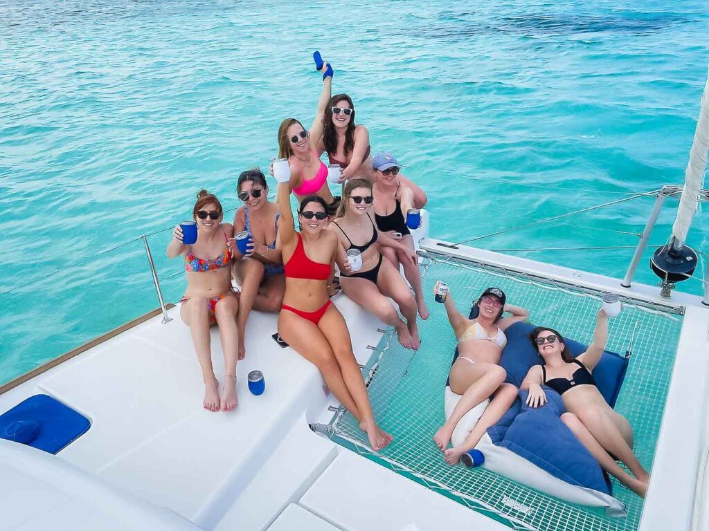 Cozumel Catamaran excursion. Ladies on Tour in a catamaran