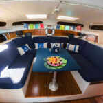 36ft la Yoya Catamaran Cozumel interior table